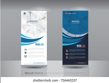 Business roll up for technology concept layout for business banner template. roll up presentation stand template. Vector illustration