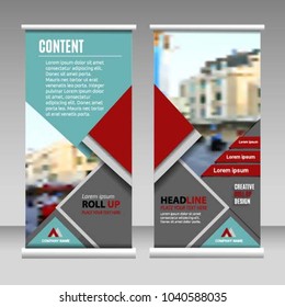 Business roll up template design. Layout for leaflet,presentation,and Abstract banner for advertising booth. A4 size vector illustration.