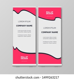 Business Roll Up. Presentation template, red brochure or flyer, vertical banner design, cover geometric background, modern publication layout, eps10