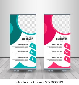 Business Roll Up. Standee Design. Banner Template. Presentation and Brochure. Vector illustration