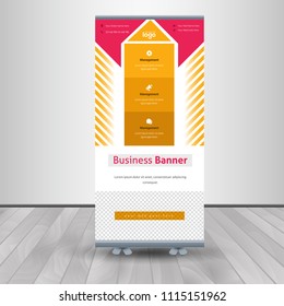 Business Roll Up. Standee Design. Banner Template. Presentation and Brochure. Vector illustration