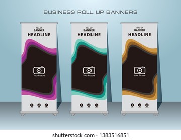 Business Roll Up. Standee Design. Banner Template. Presentation and Brochure. Vector illustration
