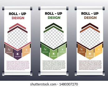 Business Roll Up. Standee Design. Banner Template. Presentation and Brochure. Vector illustration
