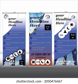 Business Roll Up. Standee Design. Banner Template. Presentation and Brochure Flyer for business,school and hospital medical centers. Vector illustration