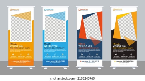 Roll de negocios. Diseño estándar. Plantilla de resumen para su empresa, publicidad, marketing, agencia y negocios de Internet