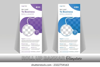 Business Roll Up. Standee Design. Banner Template. Presentation and Corporate roll-up banner. Vector illustration