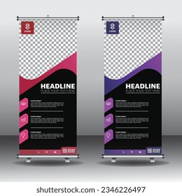 Business Roll Up. Standee Design. Banner Template. Presentation and Brochure Flyer. Vector illustration, Modern