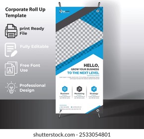 Business Roll Up. Standee Design. Banner Template. Presentation and Brochure. Vector illustration