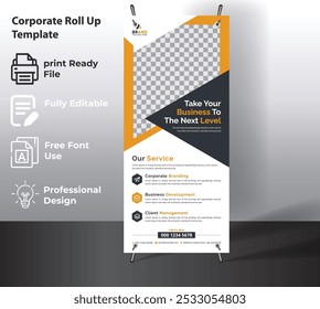 Business Roll Up. Standee Design. Banner Template. Presentation and Brochure. Vector illustration