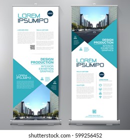 Business Roll Up. Standee Design. Banner Template. Presentation and Brochure Flyer. Vector illustration