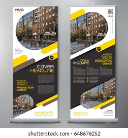 Business Roll Up. Standee Design. Banner Template. Presentation and Brochure Flyer. Vector illustration