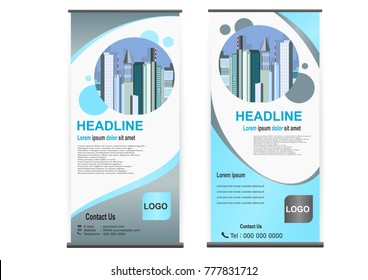 Business Roll Up. Standee Design. Banner Template. Presentation and Brochure Flyer. Vector illustration
