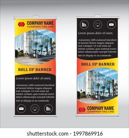 Business Roll Up. Template. Presentation and Brochure. Vector illustration