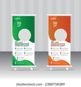 Business roll-up Banner Design with Graphic elements
