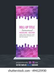 Business Roll-Up Banner Design, Low Poly Style Background