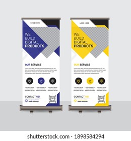 Business roll-up Banner design template, roll-up for exhibitions, promotion banner vector background.