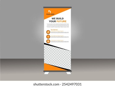 Business Rollup banner template, Roll up, display banner, x-banner vector ,Roll up banner stand for your company, Rollup advertisement banner.