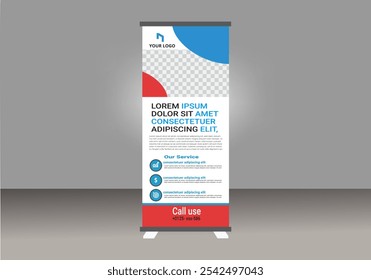 Business Rollup banner template, Roll up, display banner, x-banner vector ,Roll up banner stand for your company, Rollup advertisement banner.