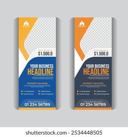 Business rollup pullup banner template, corporate real estate property Sale X banner design
