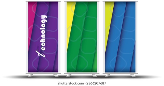 Business roll-up set. standee design. banner template.abstract, purple, green, blue, vector, flyer, presentation, leaflet, j-flag, x-stand, exhibition display, social networks, 