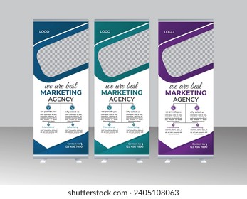 Business Rollup Stand Design Template. marketing agency roll up banner or standee x-banner template design.