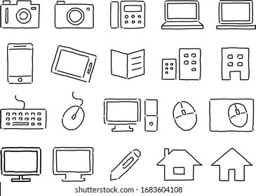 Business rough handwriting icon set