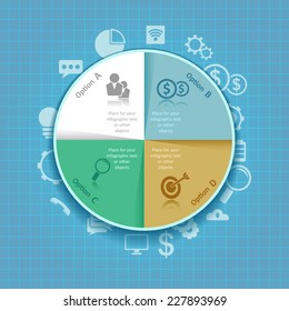Business round infographic design. Vector illustration. Can be used for workflow layout, banner, diagram, web design template.