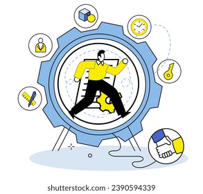 Business routine vector illustration. Presentations are effective tool for conveying ideas and strategies in business setting The process strategizing involves careful planning and execution