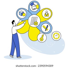 Business routine vector illustration. Relaxation is integral part achieving success and maintaining healthy work life balance Deadlines provide sense urgency and drive productivity in business world
