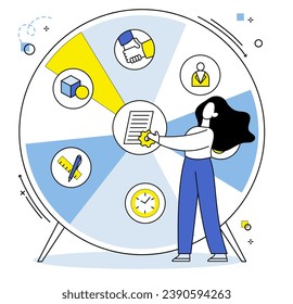 Business routine vector illustration. In world business, routines shape our daily activities and define our lifestyle Effective management is crucial for balancing busy professional life and avoiding