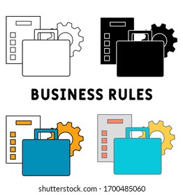 Business Rules Icon Set. Premium Simple Element In Different Styles From Customer Service Icons Collection. Set Of Business Rules Icon In Filled, Outline, Colored And Flat Symbols Concept.