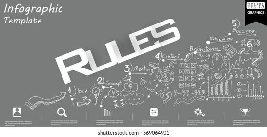 Business Rules text modern Idea and Concept Vector illustration Infographic template with icon.