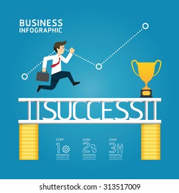 business run to success concept / can be used for infographics / horizontal cutout lines / graphic or website layout vector