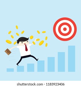 Business run to top graph, progress or success concept to target.