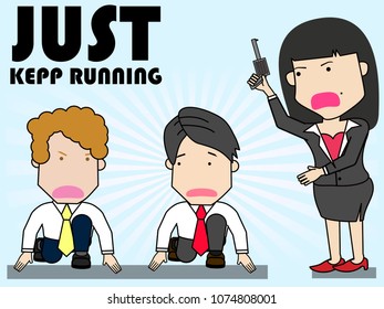 Business running competition. Funny flat vector concept.