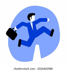 Business running icon, sign. Vector, symbol, illustration. The man jumps over obstacles. Sales manager logo. Haste and speed emblem. For the website, for the application.