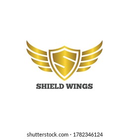 business S letter with shield and wings logo design vector