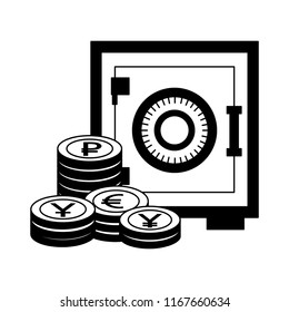 business safe box stack coins money