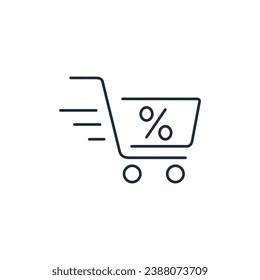 Business sales concept . Discounts on goods, purchases on websites and mobile applications. Gifts and promotions, buying. Vector linear  icon isolated on white background.