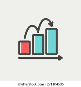 Business sales increase icon thin line for web and mobile, modern minimalistic flat design. Vector icon with dark grey outline and offset colour on light grey background.