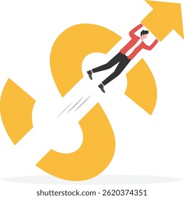 Business sales or business profits grow, economy recovers, teamwork helps business grow,


