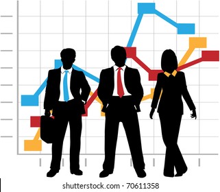 Business Sales Team Stands In Front Of A Company Growth Graph Chart