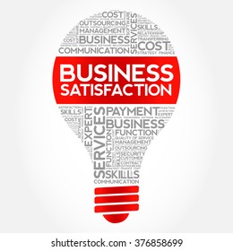 Business Satisfaction bulb word cloud, business concept