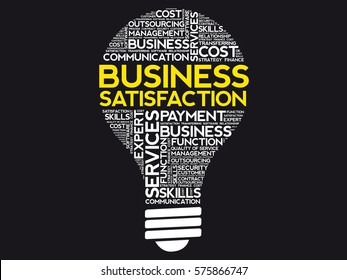 Business Satisfaction bulb word cloud, business concept background