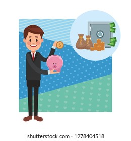 business saving money cartoon