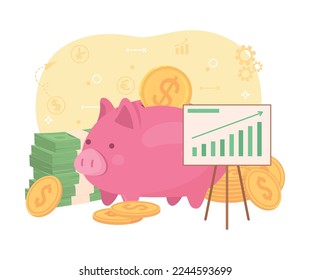 Business savings flat concept vector illustration. Financial strategy. Editable 2D cartoon elements on white for web design. Company budget creative idea for website, mobile, presentation