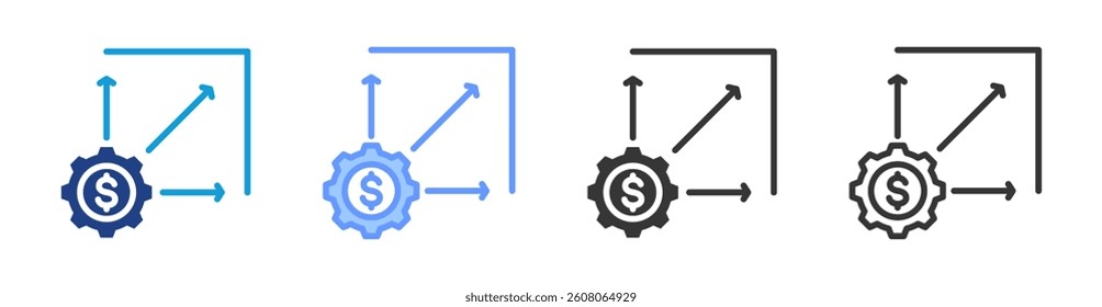 Business Scalability icon set multiple style collection