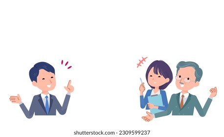Business scene having a conversation. Vector art that is easy to edit.