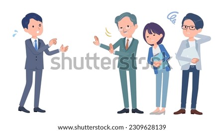 Business scene where the proposal is rejected. Vector art that is easy to edit.