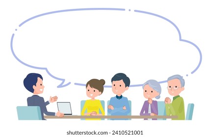 A business scene where you have a meeting with a couple and parents.Vector art that is easy to edit.